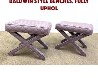 Lot 635 Pr Upholstered Billy Baldwin style Benches. Fully Uphol