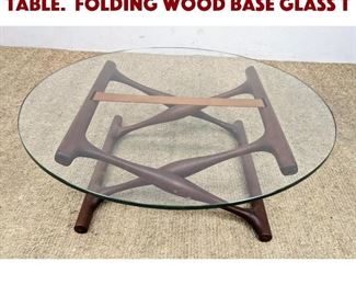 Lot 636 POUL HUNDEVAD VAMDRUP Table. Folding Wood Base Glass T