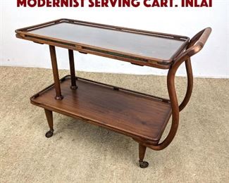 Lot 647 French Deco style Rolling Modernist Serving Cart. Inlai