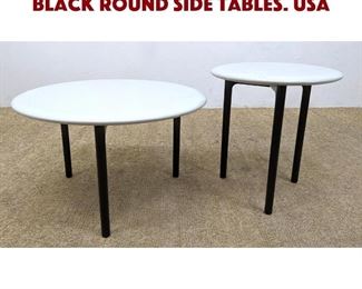 Lot 651 2pcs HAWORTH White and Black Round Side Tables. USA