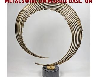 Lot 653 C JERE Table Sculpture. Metal Swirl on Marble Base. Un