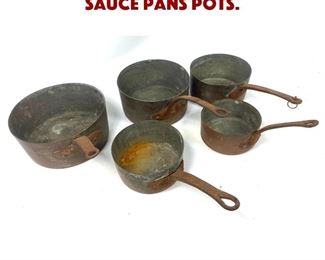 Lot 656 Set 5 Copper Clad Vintage Sauce Pans Pots. 