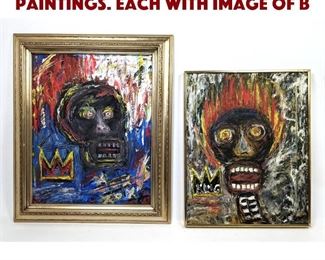 Lot 661 2pc LUKE S Signed Skull Paintings. Each with image of b