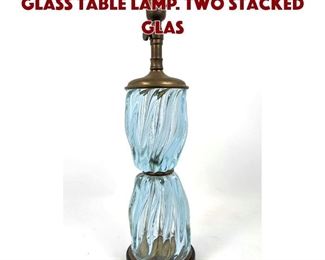 Lot 672 Pale Blue Murano Art Glass Table Lamp. Two stacked glas