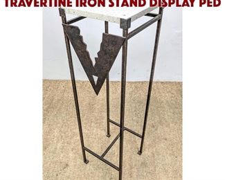 Lot 686 Artisan Memphis style travertine Iron Stand Display Ped