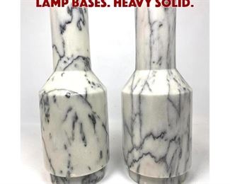 Lot 689 Pair Gray Veined Marble Lamp Bases. Heavy solid.