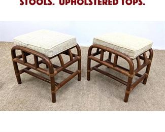 Lot 708 Pair Rattan Molded Wood Stools. Upholstered tops. 