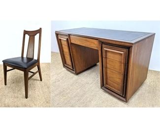 Lot 713 Mid Century Modern Knee Hole Writing Desk and Chair. Bl