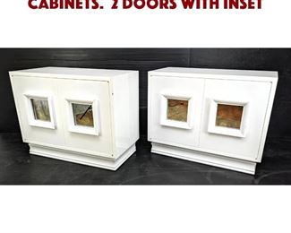 Lot 731 Pair White Lacquer Server Cabinets. 2 Doors with inset