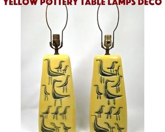 Lot 735 Pair Mid Century Modern Yellow Pottery Table Lamps deco