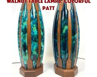 Lot 740 Modernist Pottery and Walnut Table Lamps. Colorful patt