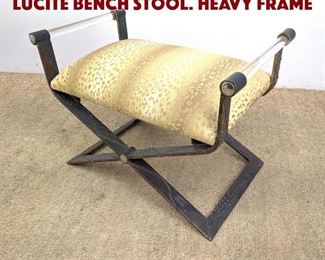Lot 744 Heavy Welded Steel and Lucite Bench Stool. Heavy frame 