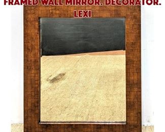 Lot 748 Woven Brown Leather Framed Wall Mirror. Decorator. LEXI