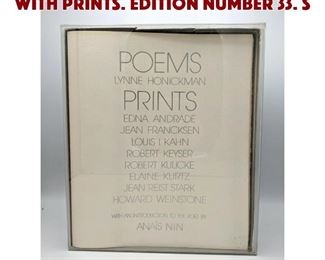 Lot 750 Poems LYNNE HONICKMAN with Prints. Edition number 33. S