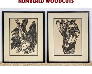 Lot 758 2pcs Jacob Landau Signed Numbered Woodcuts