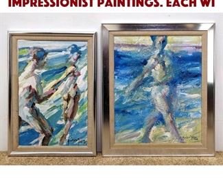 Lot 760 2pcs JUAN CARLOS GOMEZ Impressionist Paintings. Each wi