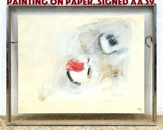 Lot 769 Modernist Abstract Painting on Paper. Signed AA 59. 