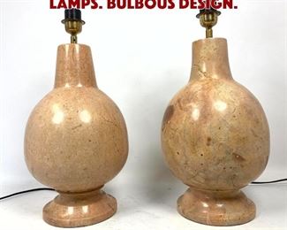 Lot 782 Pair Heavy Marble Table Lamps. Bulbous Design. 