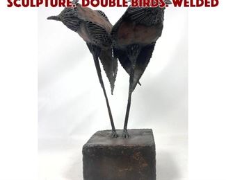 Lot 787 Signed Brutalist Table Sculpture. Double birds. Welded