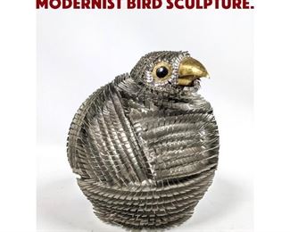 Lot 791 Cut Tin and Brass Brutalist Modernist Bird Sculpture. 