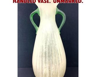 Lot 806 Tall Murano Scavo Glass Handled Vase. Unmarked.
