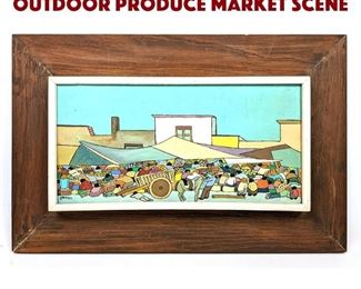 Lot 810 Signed GOMEZ Oil Painting. Outdoor produce market scene