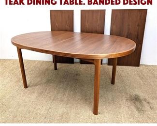 Lot 842 Modernist Oval Danish Teak Dining Table. Banded design 
