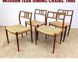 Lot 849 Set 4 J.L MOLLER Danish Modern Teak Dining Chairs. Thre