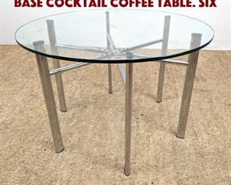 Lot 853 Round Glass Top Chrome Base Cocktail Coffee Table. Six 