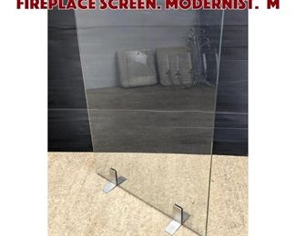 Lot 856 Clear Glass Chrome Foot Fireplace Screen. Modernist. M