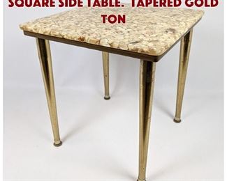 Lot 863 Terrazzo Modernist Square Side Table. Tapered gold ton