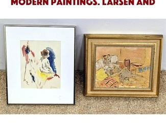 Lot 864 2pcs Original Mid Century Modern Paintings. LARSEN and 