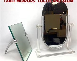Lot 871 2pcs Mid Century Modern Table Mirrors. Lucite and Alum