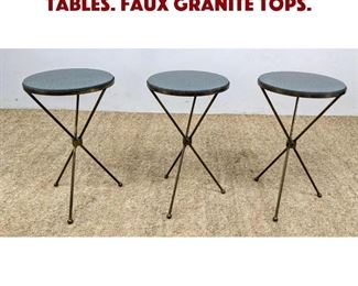 Lot 881 Set 3 Tripod Drink Stand Tables. Faux granite tops.