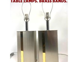 Lot 882 Pair Pierre Cardin Style Table Lamps. Brass bands. 