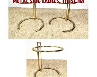 Lot 892 3 Eileen Gray style Glass Metal Side Tables. These ha