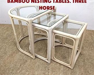 Lot 899 Painted Cream Rattan Bamboo Nesting Tables. Three Horse