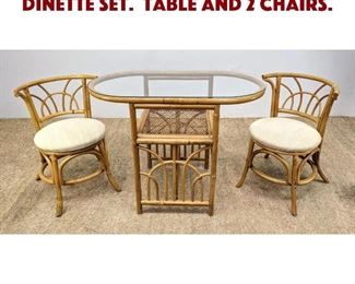 Lot 900 3pcs Bamboo Rattan Dinette Set. Table and 2 Chairs. 