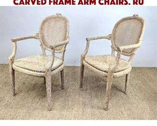 Lot 915 Pair Faux Bois French Style Carved Frame Arm Chairs. Ru