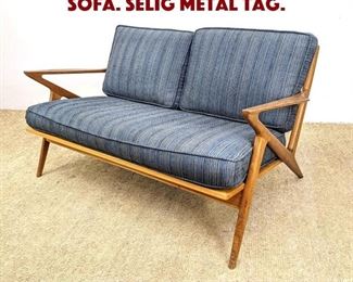 Lot 922 POUL JENSEN Z Love Seat Sofa. Selig Metal Tag. 