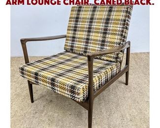 Lot 928 SELIG Danish Modern Open Arm Lounge Chair. Caned Black.