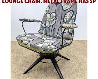Lot 935 Metal Modernist Spring Lounge Chair. Metal frame has sp