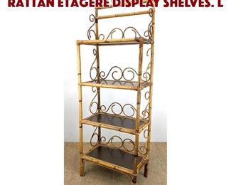 Lot 959 Scrollwork Bamboo and Rattan Etagere Display shelves. L