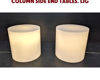 Lot 972 Pr HABITAT Light Up Plastic Column Side End Tables. Lig