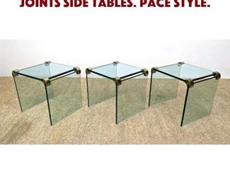 Lot 976 Set 3 Glass and Metal Joints Side Tables. Pace Style.