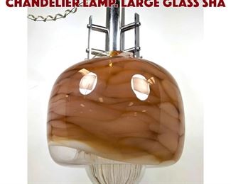 Lot 992 Italian Modern Pendant Chandelier Lamp. Large glass sha