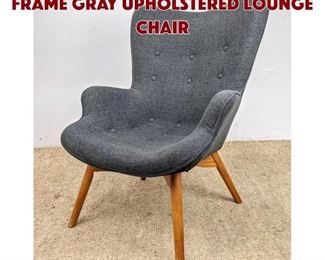 Lot 993 Contemporary Wood Frame Gray Upholstered Lounge Chair