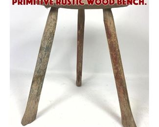 Lot 995 French Three legged Primitive Rustic Wood Bench. 