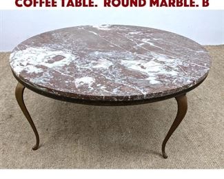 Lot 1010 Italian Style Marble Top Coffee Table. Round marble. B