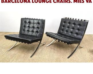 Lot 1016 Pr KNOLL Black Leather Barcelona Lounge Chairs. Mies va